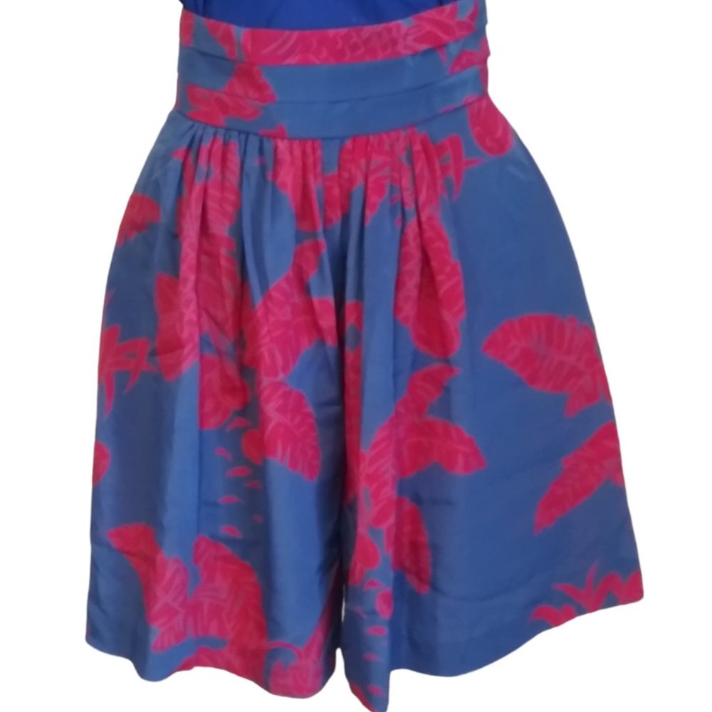 Blue & Pink Tropical Print Vintage Wide-Leg Shorts by Diane Gilman for Cabal - Picture 3 of 9
